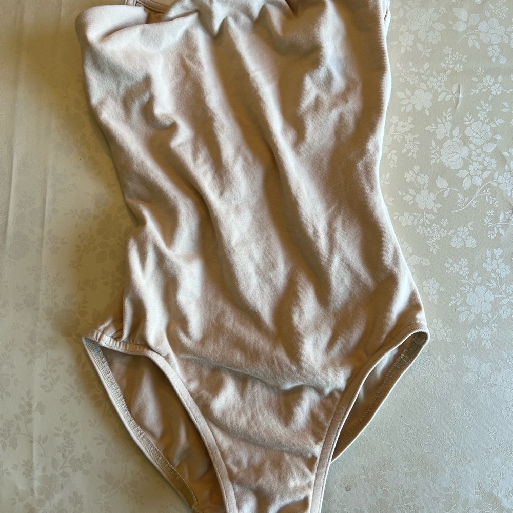 2 Leotards - Blush Cream & Green long sleeve Bodysuit Classic Cut